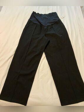 Old Navy Black Maternity Trousers Wide Leg Front Seam Detail High Panel Size XL